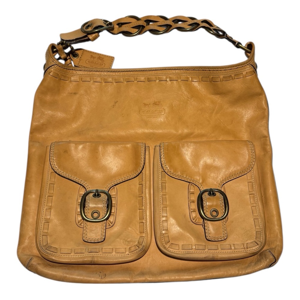 Coach Bleeker Elisa XL Vachetta Leather Braided Strap Hobo Shoulder Bag 11447